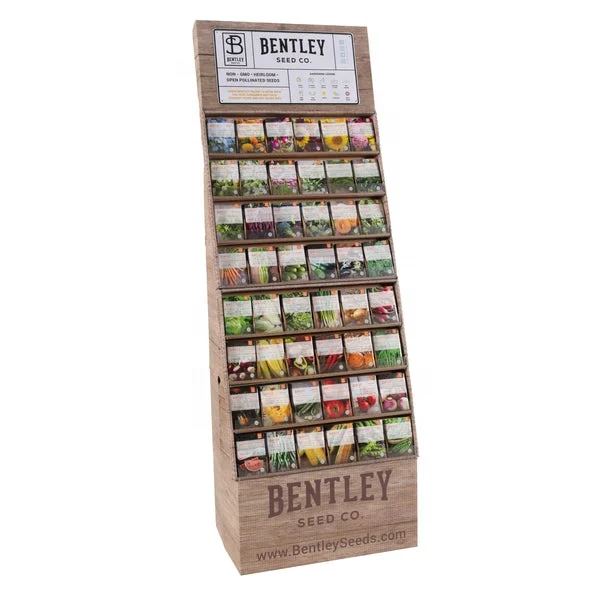 Custom Corrugated Cardboard Vegetable Seed Packet Display Racks Countertop Style Display Stand