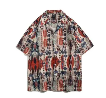 Vintage floral shirt short sleeve men's summer thin shirt style to wear with ice silk coat wholesale