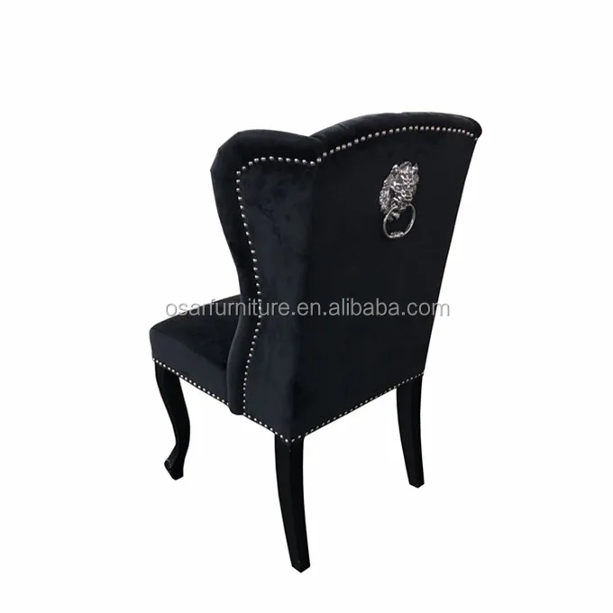 Silver Lion Shaped Knocker Black Velvet Tufted Dining Room Chairs View Tufted Dining Room Chairs Osar Furniture Product Details From Shanghai Osar Furniture Co Ltd On Alibaba Com