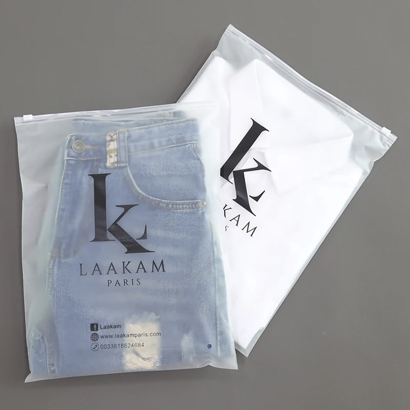 Bolsa de plástico esmerilado personalizada, cierre de cremallera para  cosméticos, embalaje de ropa, bolsas esmeriladas con cremallera, logotipo 