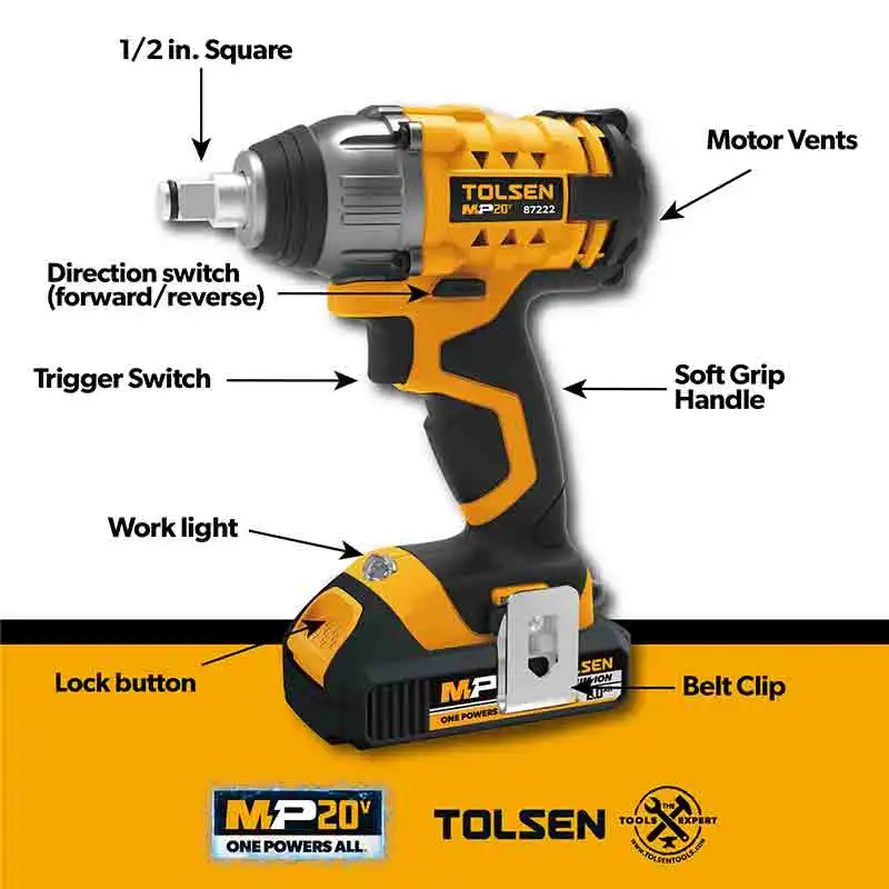 Tolsen 87240 35 Nm And 330 Nm Li-ion Cordless Combo Kit Power Tools ...