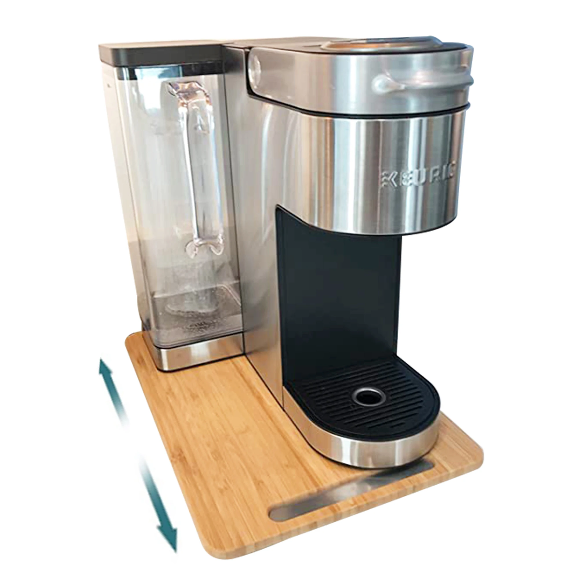 Bamboo Under Cabinet Sliding Tray with Smooth Rolling Wheels Countertop Kitchen Appliances Storage Holder for Coffee Maker