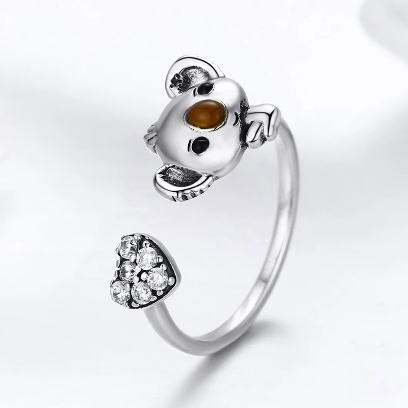 GT05 Boho Koala Bear Ring Cute Love Animal Rings Anel for