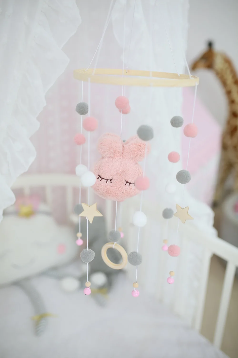 Модный дизайн в скандинавском стиле, украшение для детской комнаты, постельное белье в виде кролика, мобили с подвесками для кроватки