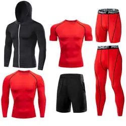 Compression 7 Pieces Sets High Quality Men Quick Dry  Polyester Sports Track Suit Training Sportswear Sports Suit