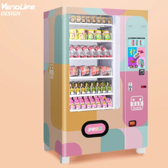 For Schools Community Colleges Universities Food Fruit Sweet Snacks and Drink Smart Fridge Vending Machine For Sale