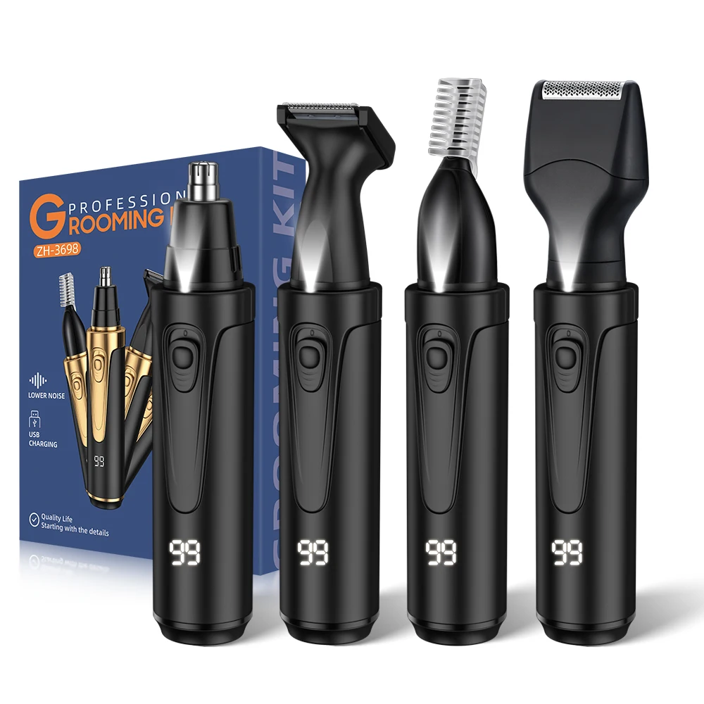 Portable Four-in-One Set Nose Hair Trimmer for Home RV Car Use New Rechargeable Electric Push Shear Salon Quality Made Plastic