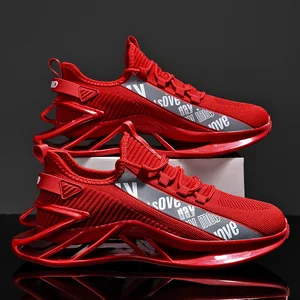 Fly Knitting Walking Style Shoes Footwear Men Knit Blade Black Sneakers Custom Shoes With Logo Male Shoes