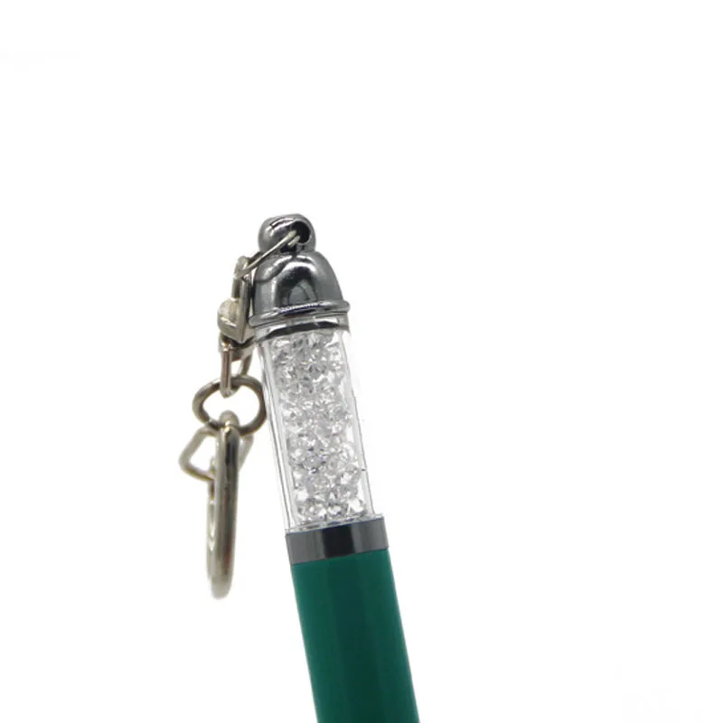 Handmade DIY Herbarium Crystal Fillable Floating Glitter Pen with Keychain Fat Short Mini Keychain Pen with Rhinestone Filled
