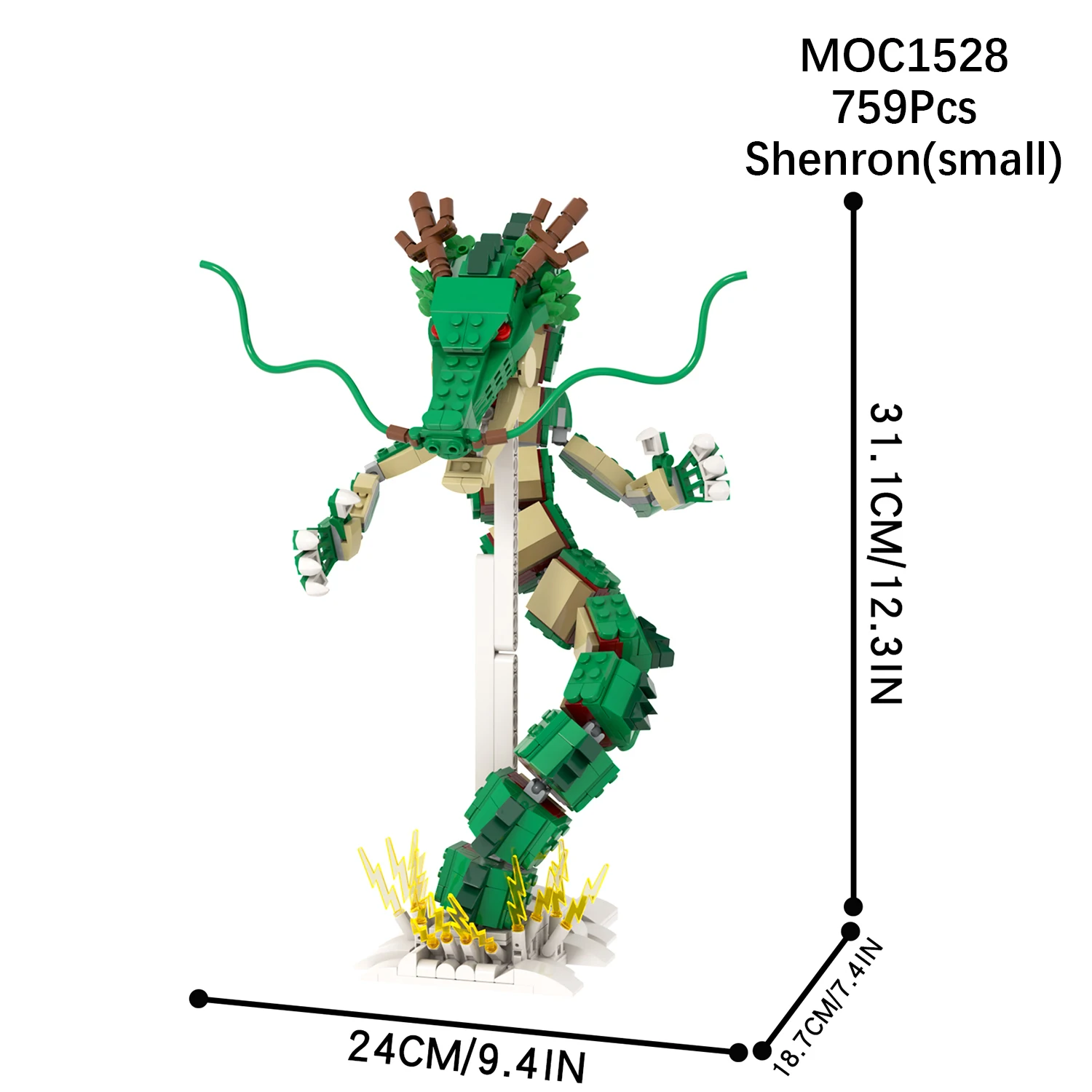 MOC1528 Small Shenron 759Pcs DBZ Japanese Anime Divine Dragon Creative Summon Make Wish Character Assembly Building Blocks Toys