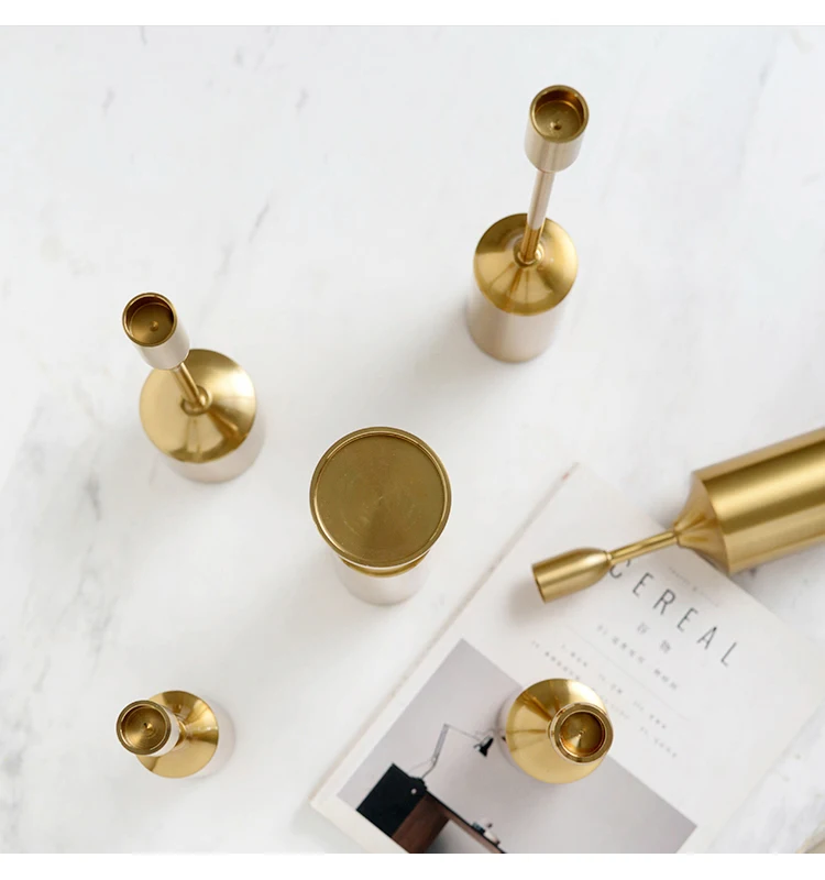 6pcs one set plating gold candle holder decorative table centerpiece modern candle stick for decoration