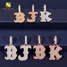 Personalized Custom Iced Out Hip Hop Jewelry Letter B J K Pendant 925 Silver VVS Moissanite Diamond Initial Charm Pendant