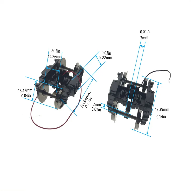 2 Pièces Bogies Modèle Train 1:87 - Accessoires De Rail DIY, Couleur Noire - Neuf