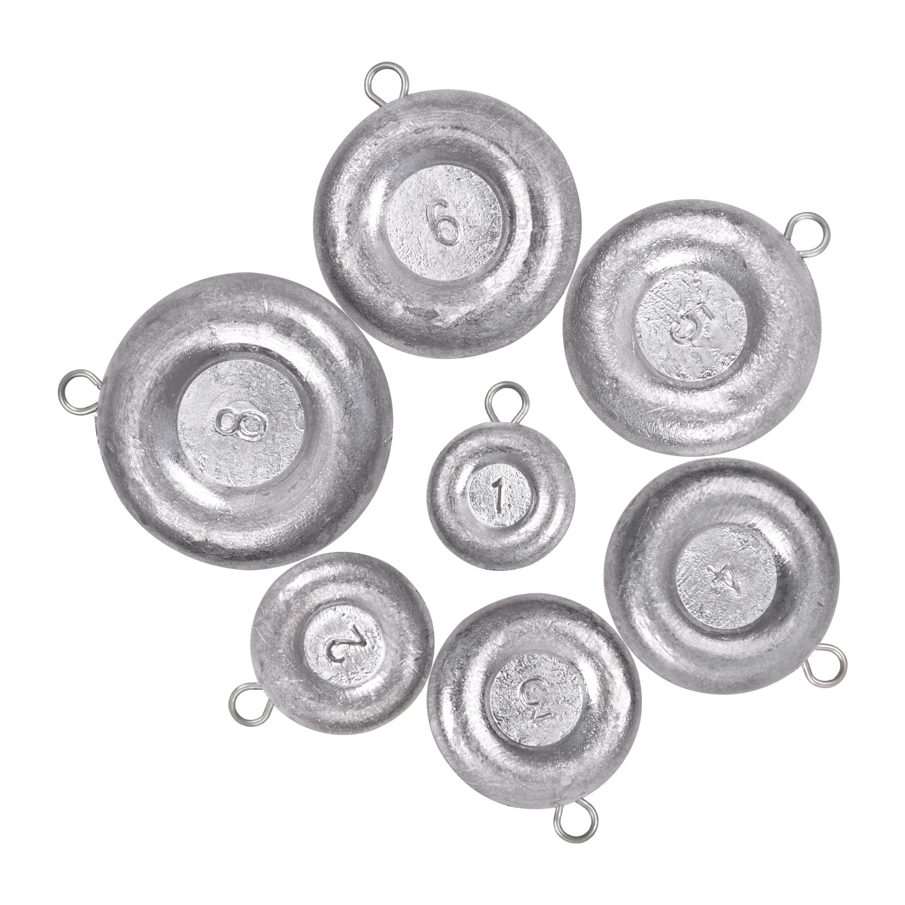 25 of 8 oz Flat round coin River Sinkers – Lead Fishing Weights