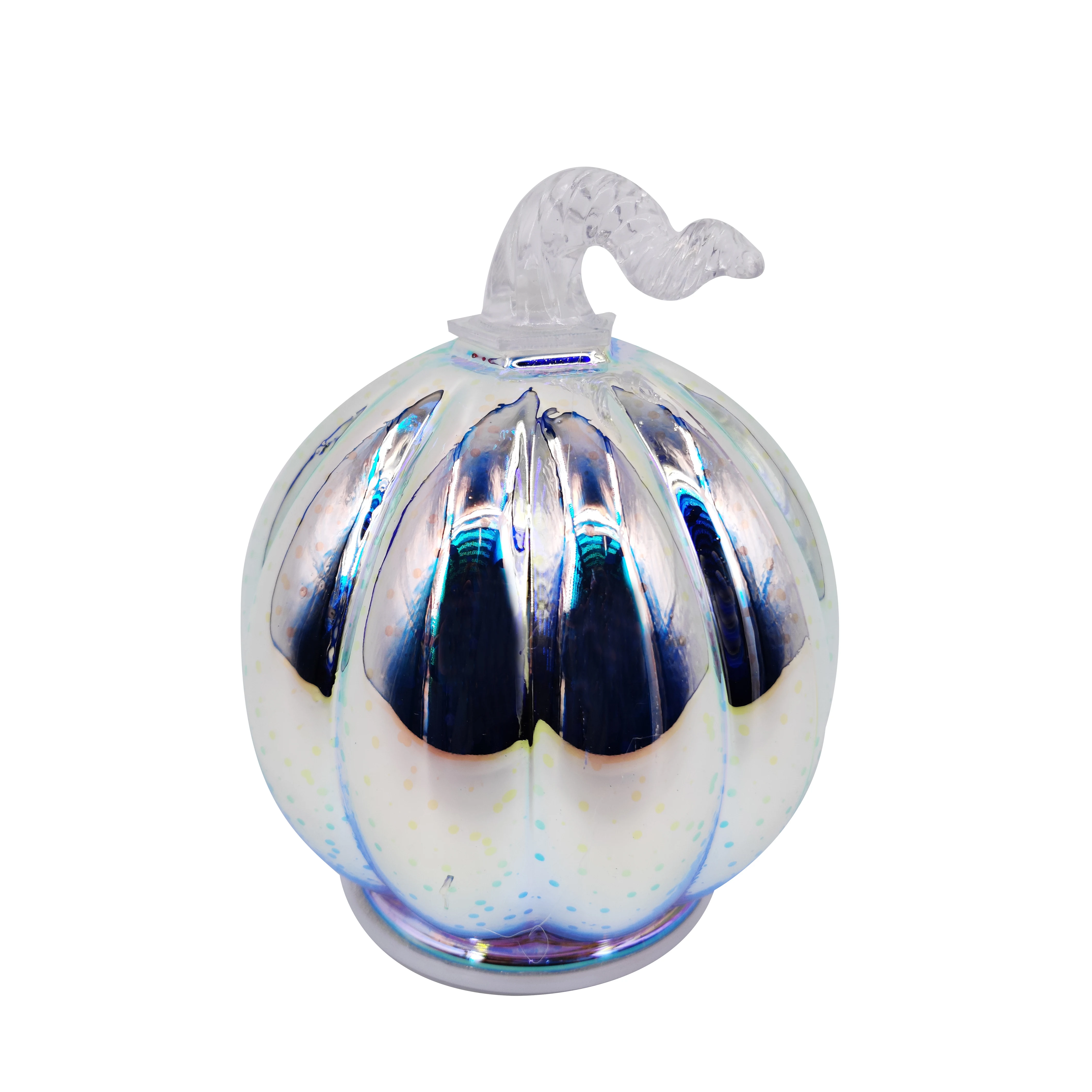 Wholesale  new design Rainbow finish glass pumpkin with LED light for halloween decoration manufacture