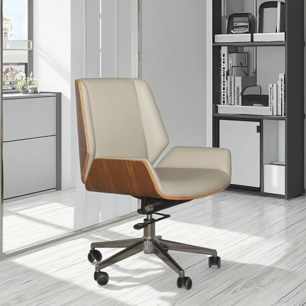 Compact Guest Chair Waterfall Seat Edge Fixed Base Design Space Saving Solution 4