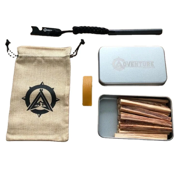 Fatwood Sticks 100% Natural Firestarter survival kit Hand Cut in The USA Ferro Rod Ferrocerium Flint Tin Container