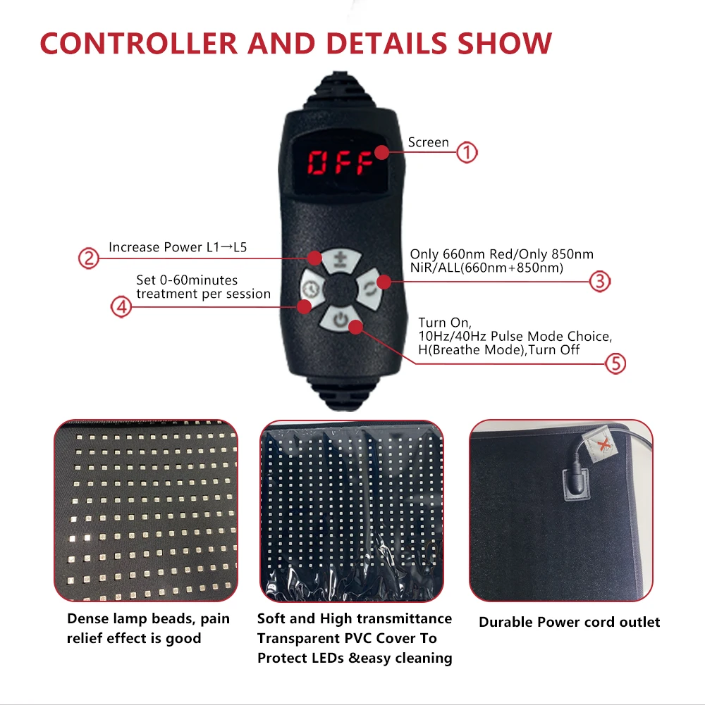 Flexible Red Light Therapy Pad Face Dome 5050SMD 3-Chip Red Light Mat For Body Pain Relief supplier