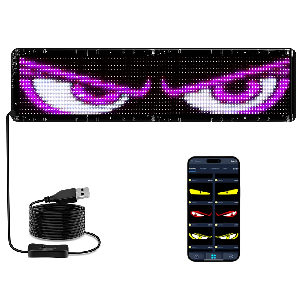 Demon Eyes Flexible LED Screen Outdoor Truck Accessories Car Stickers Motorcycle Led Light for Car