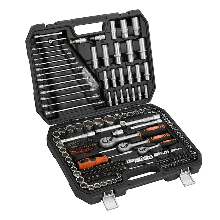 KAFUWELL H18007AW 216PCS Tools Kit Tool Box Professional Socket Wrench Set Ratchet Handle Socket Bits CRV Kit Ratchet Set