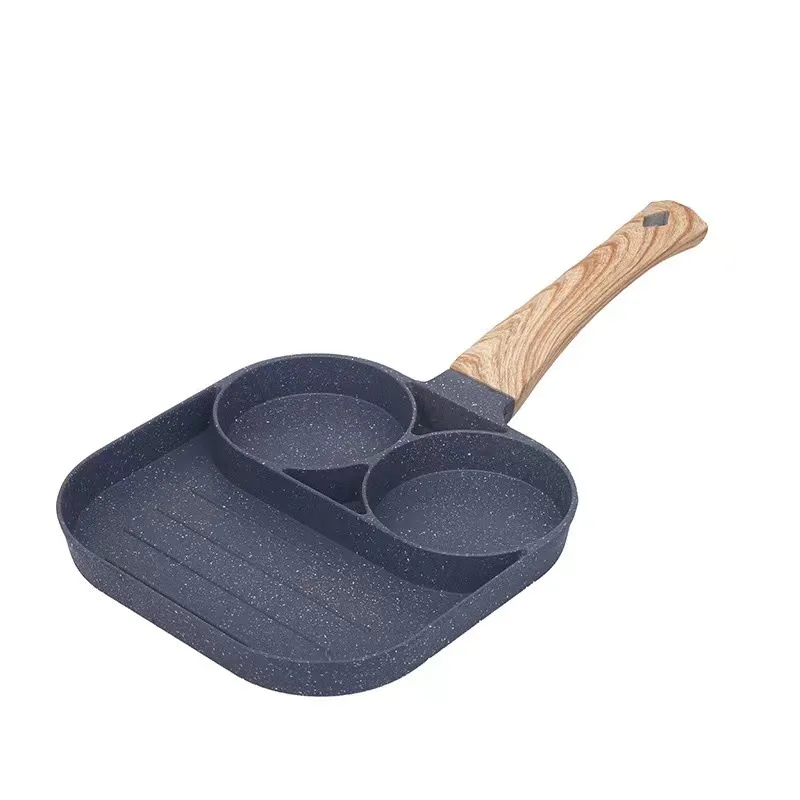 Недорогая антипригарная сковорода для жарки яиц, сковорода с плоским дном для омлета, сковорода для жарки с 4 отверстиями, сковорода-гриль из медицинского камня