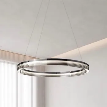 Scandinavian living room chandelier modern simple ring led bedroom lamp high-end atmospheric model room lighting  lamps