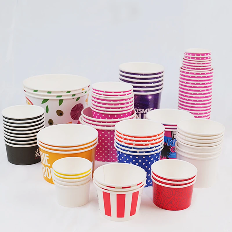 16oz 20oz Disposable Paper Frozen Yogurt Cup White Ice Cream Paper Cup ...