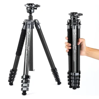 Professional Carbon Fiber Quick Release Tripod Camera Tripod 360 Degree Lightweight 2-in-1 Tripod Portable Dslr Camera Stand detail image