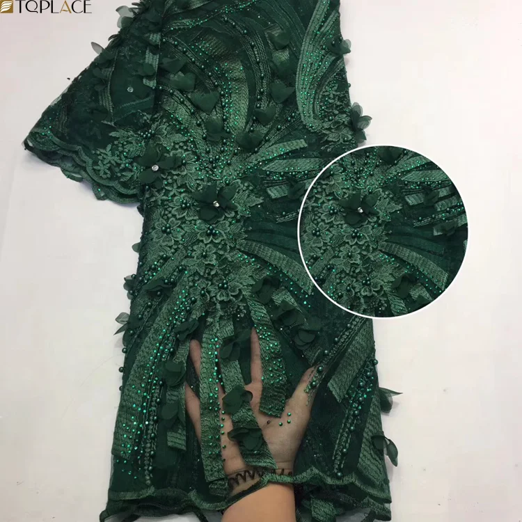 
2020 элегантная африканская вышивка бисером 3d французская кружевная ткань с бусинами 
