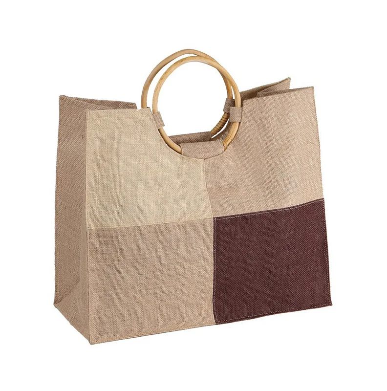 jute bag with wooden handle
