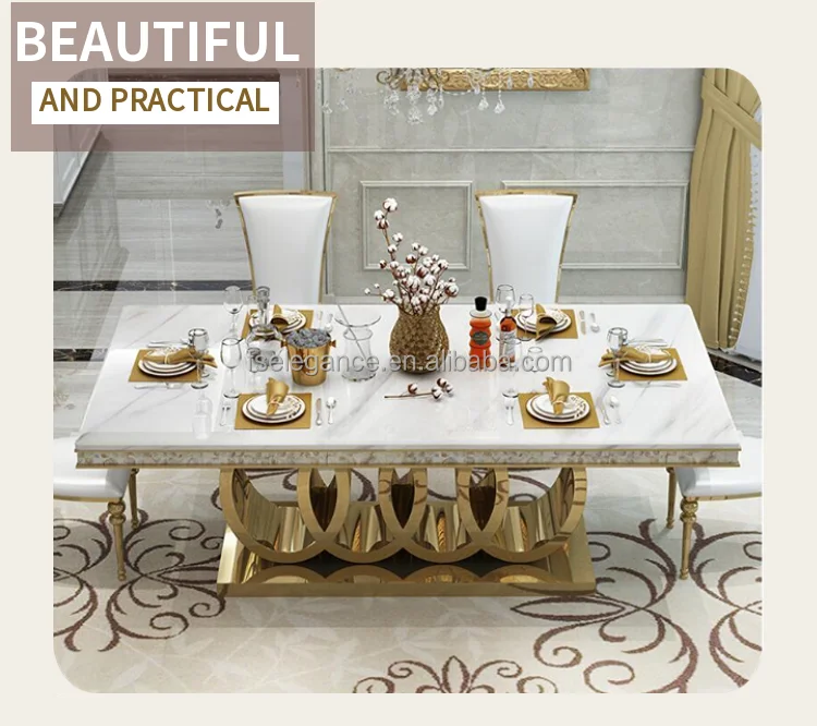 table set furniture steel turkey mirror dining table set modern marble small party tables and chairs for sale