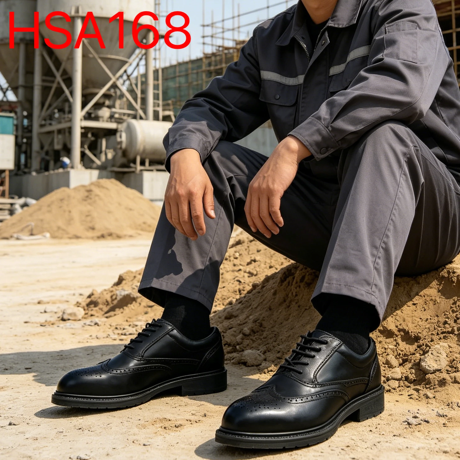 YYR, Scarpe da lavoro nere per manager in pelle di prima qualità prodotte nella linea di produzione di scarpe di sicurezza antinfortunistiche con punta d'acciaio HSA168