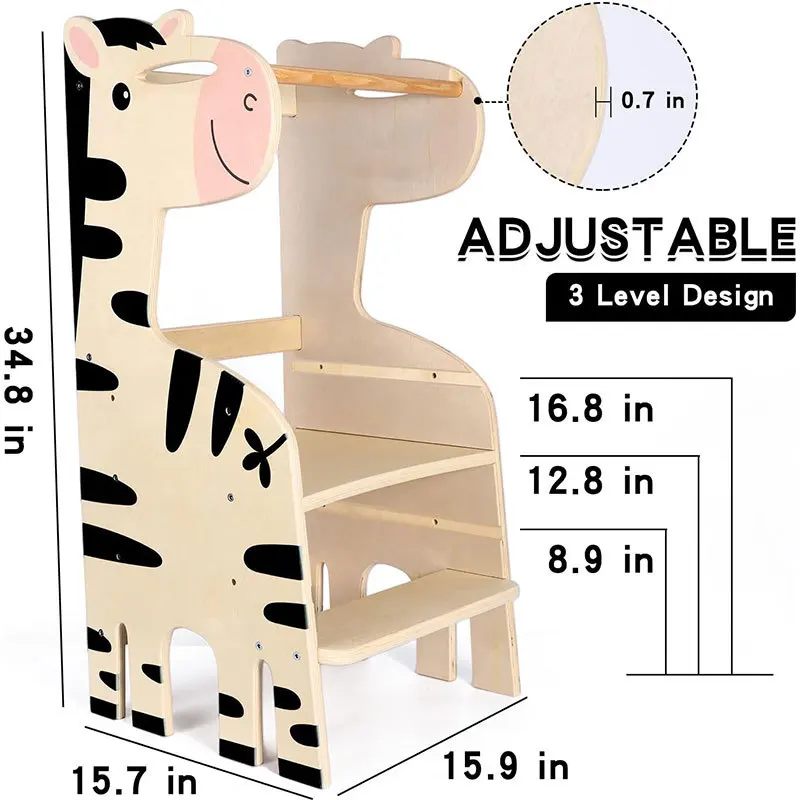 Adjustable Standing Platform Kitchen Helper Toddler Foldable Wooden Learning Tower