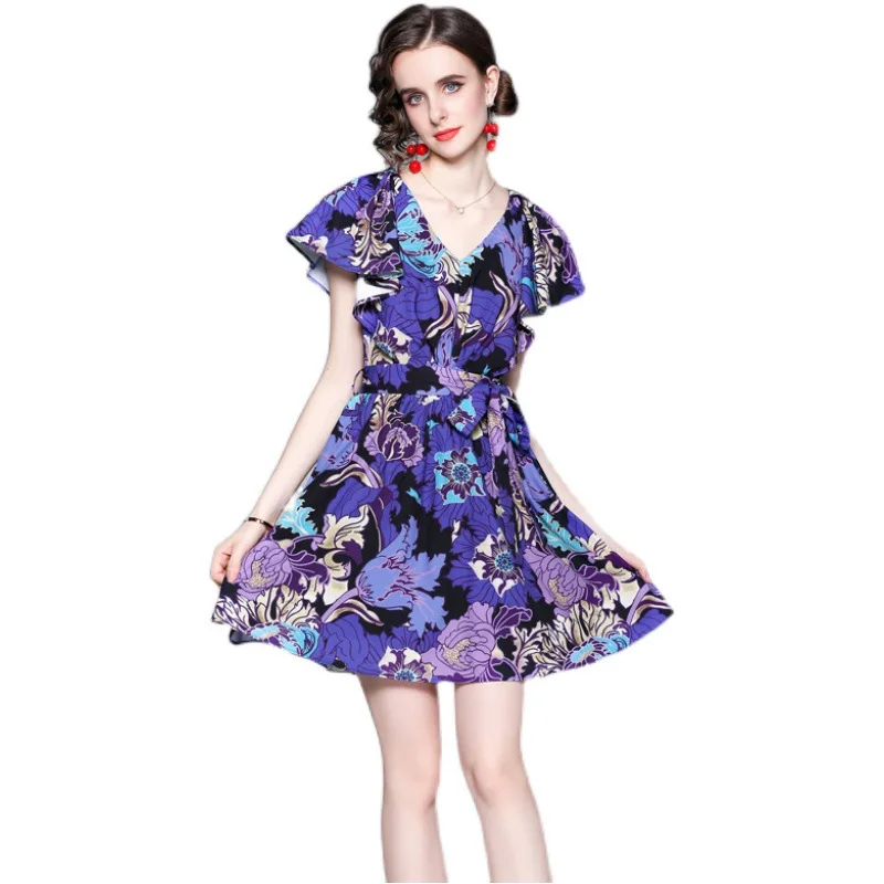 2021 New Summer Holiday Floral V-neck 
