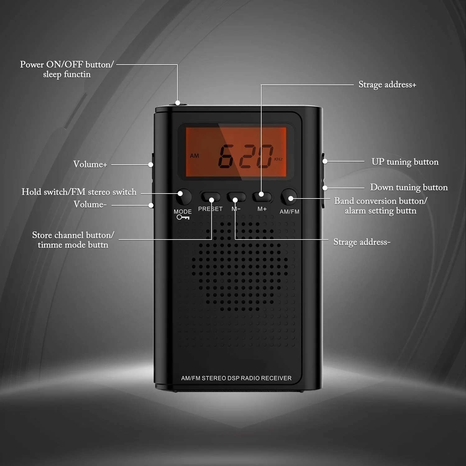 Cheap Mini Pocket LCD Digital Stereo AM FM DSP Radio Receiver with Lanyard Hand Rope