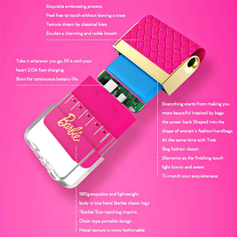 Source Amazon hot sale Girls love gifts cute Barbie bags power banks  compact and portable mobile phone charging mobile power bank on  m.alibaba.com
