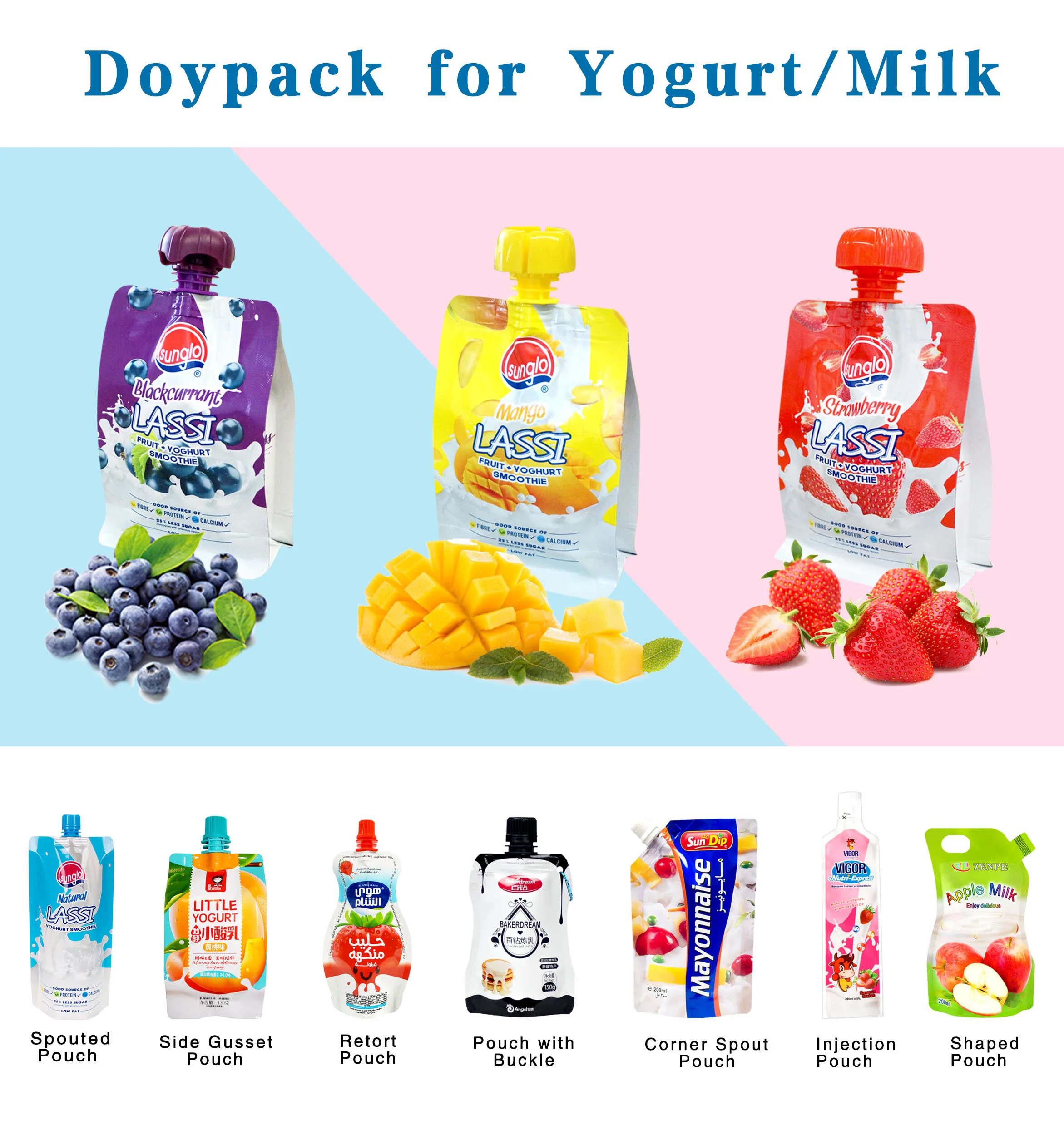 New Products 300g Condensed Milk Resealable Stand Up Liquid Pouch With Corner Spout