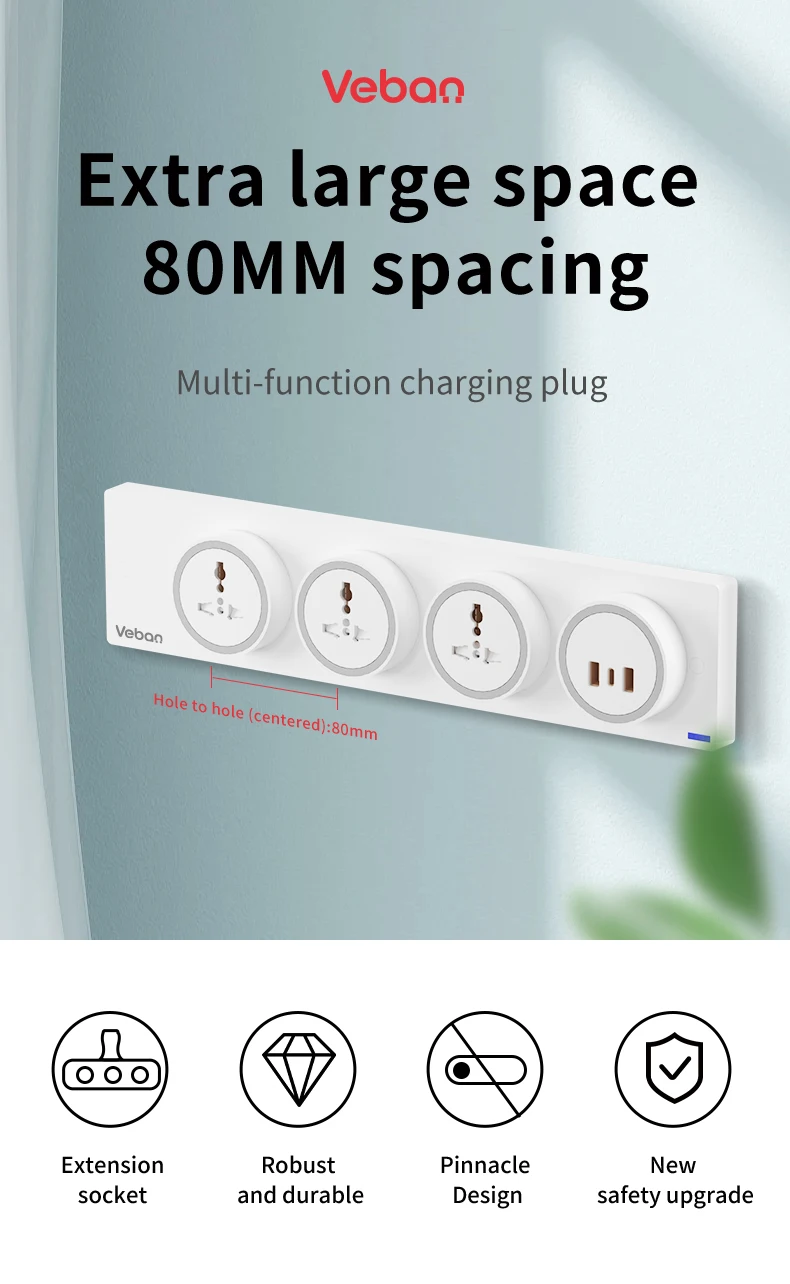 A V Universal Wall Socket With Usb Type C Port W Electrical Wall