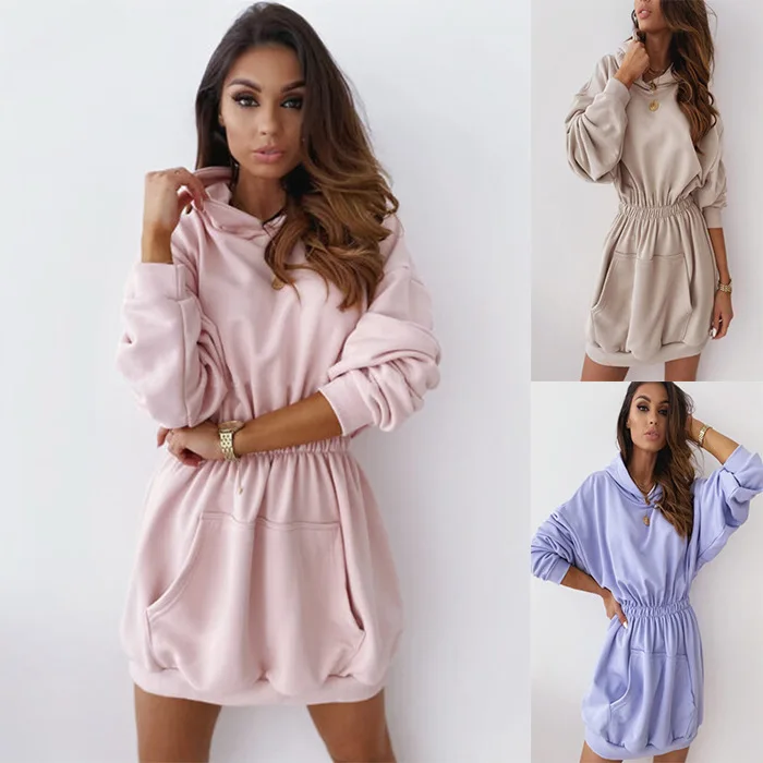 2021 New Express Wish Amazon Hot Selling Autumn Waist Long Hooded Sweater  Top Women Hoodie Sweatshirt Dress - Buy Hoodie Dress,Sweatshirt Dress,Hooded  Sweater Product on Alibaba.com