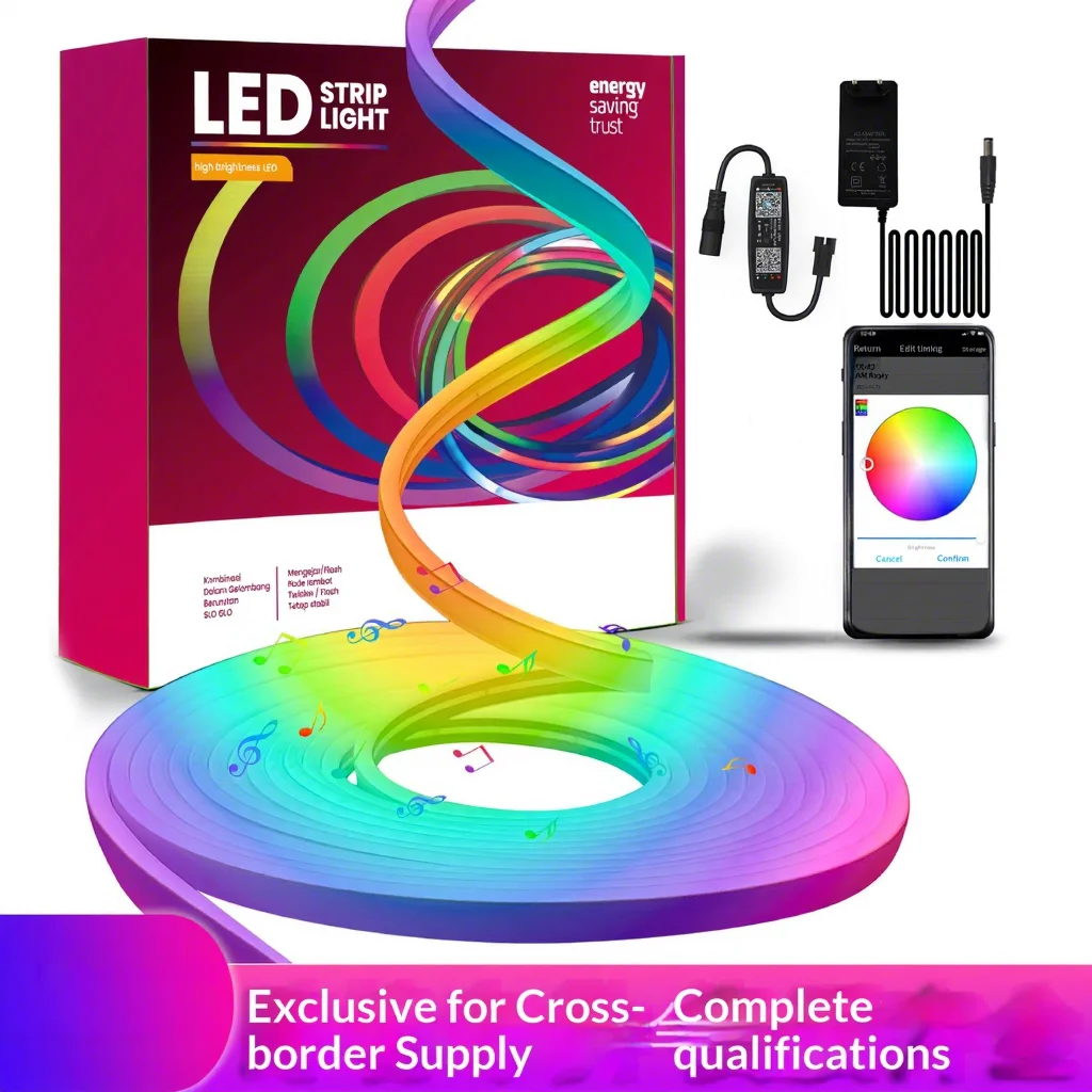 Bluetooth Sound-Controlled RGB Symphony Light Strip 5m/10m Color-Changing Neon Light DIY for Sauna Tent