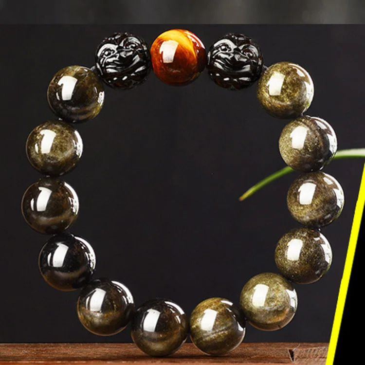 Bracciale Feng Shui In Ossidiana Nera, Braccialetto Con Perline - Foto 7