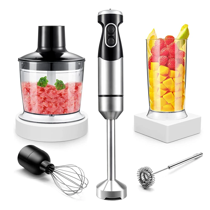 1000 Watts Hand Blender Set 4 In 1 With Chopper Jar & Whisk 2 Speeds