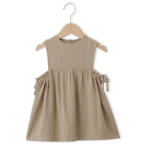 New Style Multiple Summer Crew Neck Lightweight and Sweet Elastic High-Waist A-Line Infant Girls Dresses