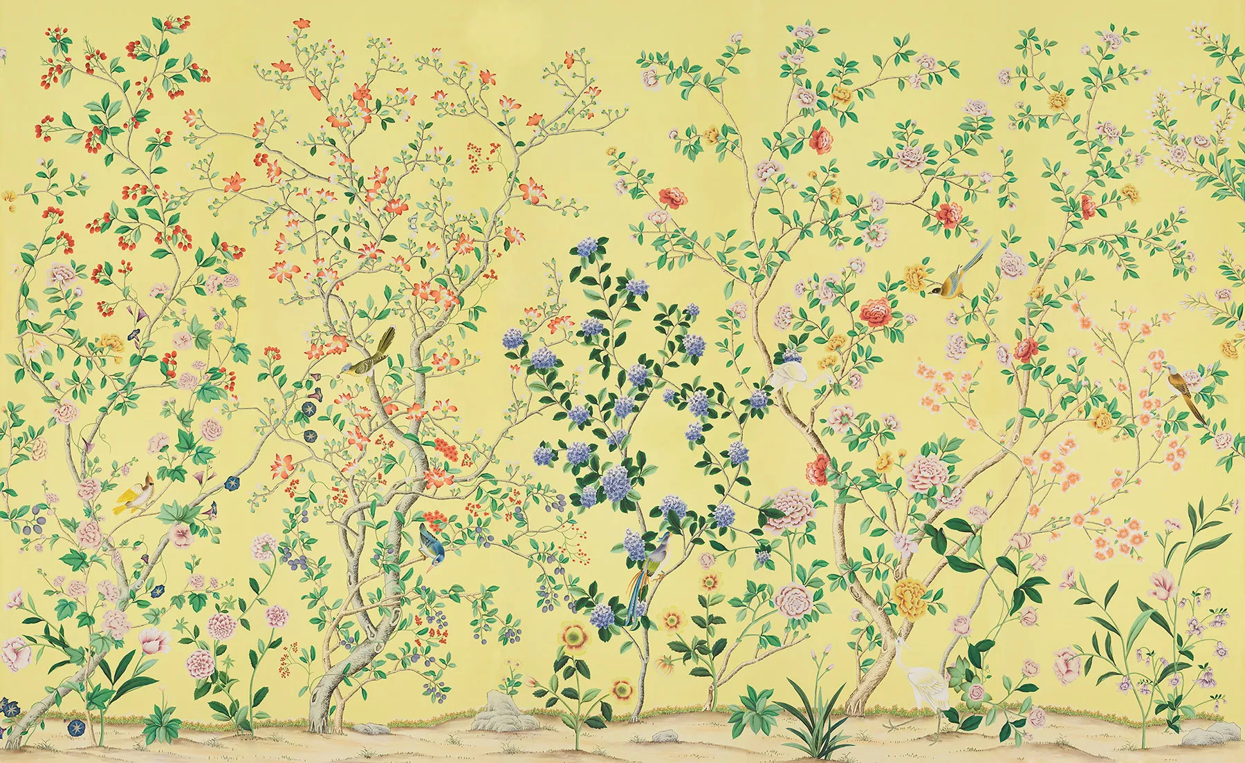 Royi Art Chinoiserie Peacock Embroidered Wallpaper For Household Silk