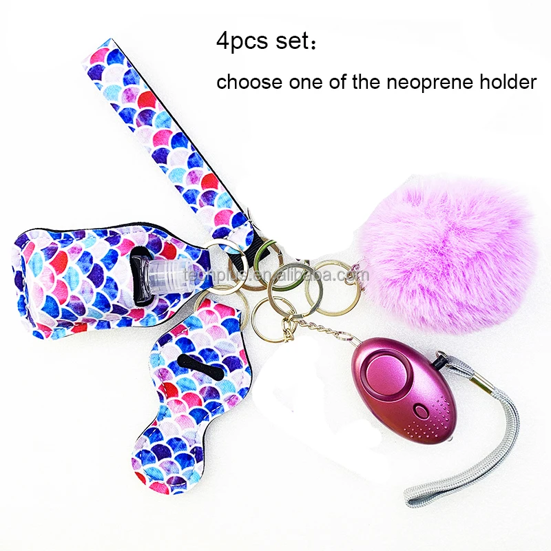 Tiktok Amazon Hot Sale Personal Safety Product Self Defense Keychain Set With Led Light Sound Alarm And Pompom Safety Keychain Buy Tiktok Self Defense Keychain Set Personal Personal Safety Keychain Tiktok Safety Keychain