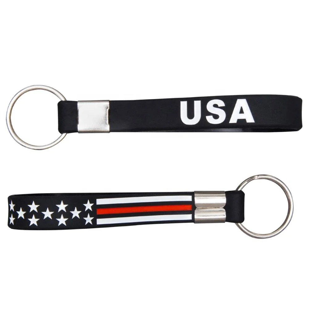 インスピレーションを与える薄い赤青ラインのアメリカ国旗コインホルダーキーホルダー、消防士のためのパワーと信仰、暗闇で光るUV変色シリコン|  Alibaba.com