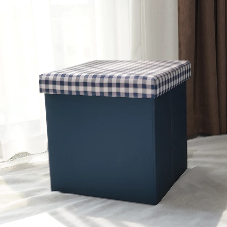 Wholesale Square Folding Fabric Storage Stools Ottomans Seat With Large Space