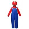 Ensemble rouge pour enfant [bonnet + barbe + haut + salopette + gants]