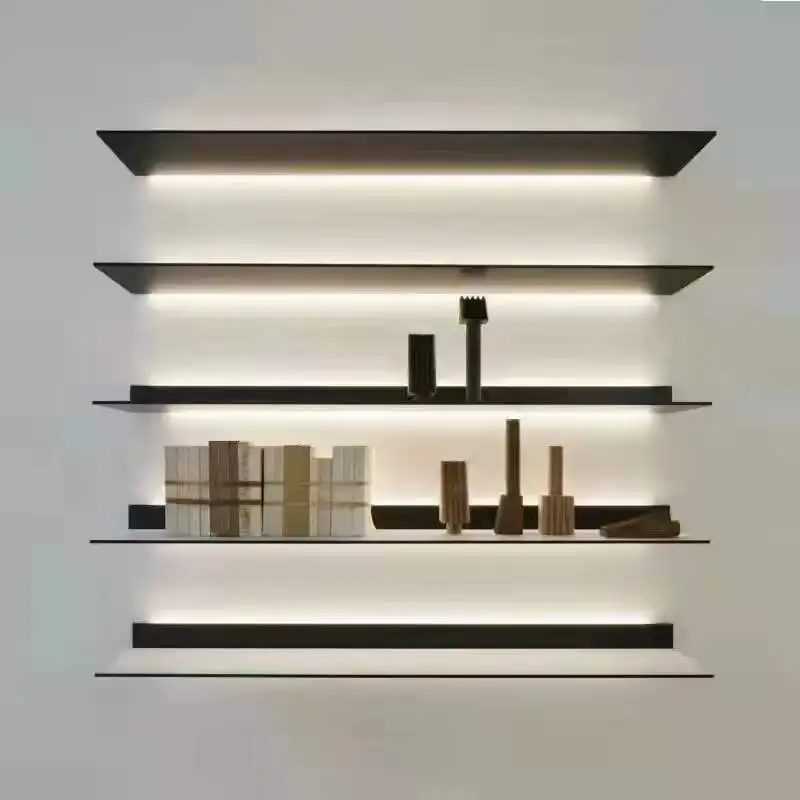 2025 Sample LED Book Display Shelf Aluminum Profiles Living Room Bad Room Shop Display Rack OEM Custom