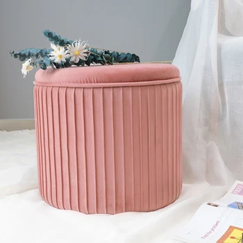 New Sale Dining Round Modern Indoor Home Luxury Foot Step Living Room Furniture Gold Metal Velvet Ottoman Stools